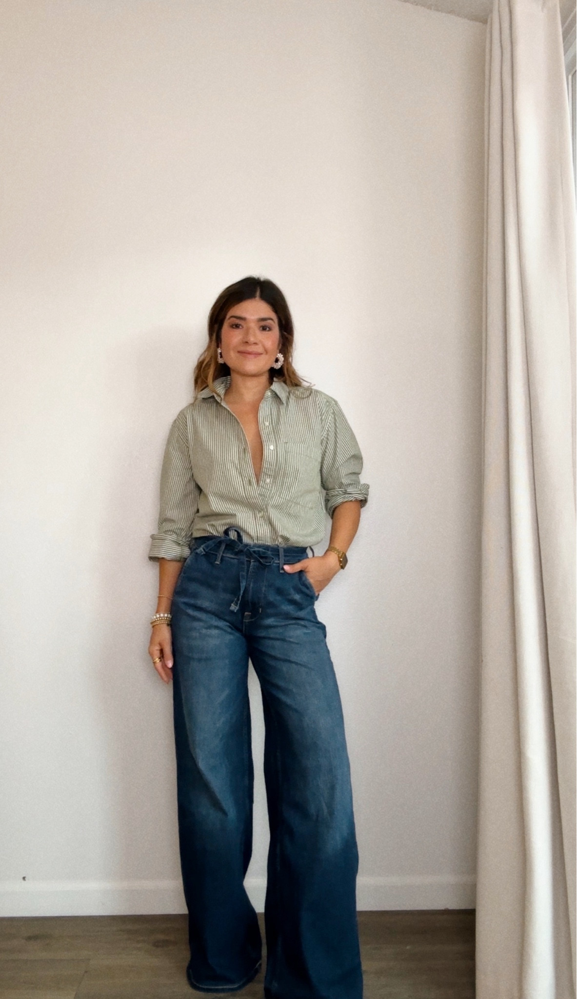 The chicest button down shirt for $22!
The green stripes are so good!
Top size xs
Jeans size 0
Walmart fashion, Walmart finds, Walmart, business casual, workwear

#LTKWorkwear #LTKFindsUnder50 #LTKFindsUnder100