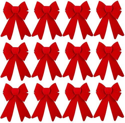 ANECO 12 Pieces Red Christmas Bows for Wreaths 5 x 8 Inches Christmas Bows for Tree Christmas Dec... | Amazon (US)