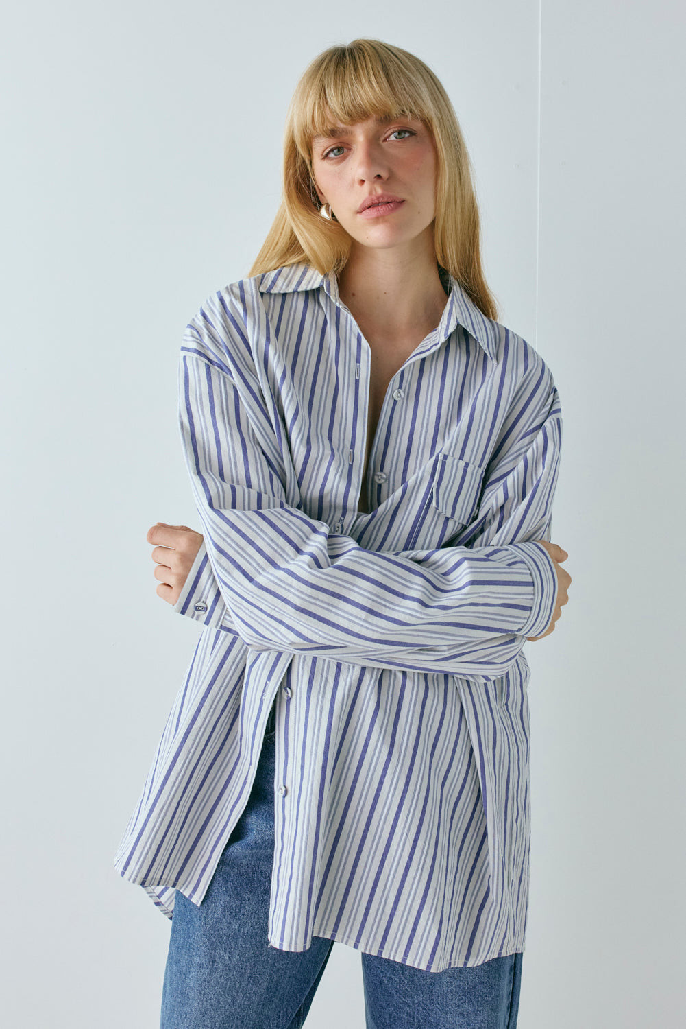 June Shirt Powder Stripe | VRG Grl