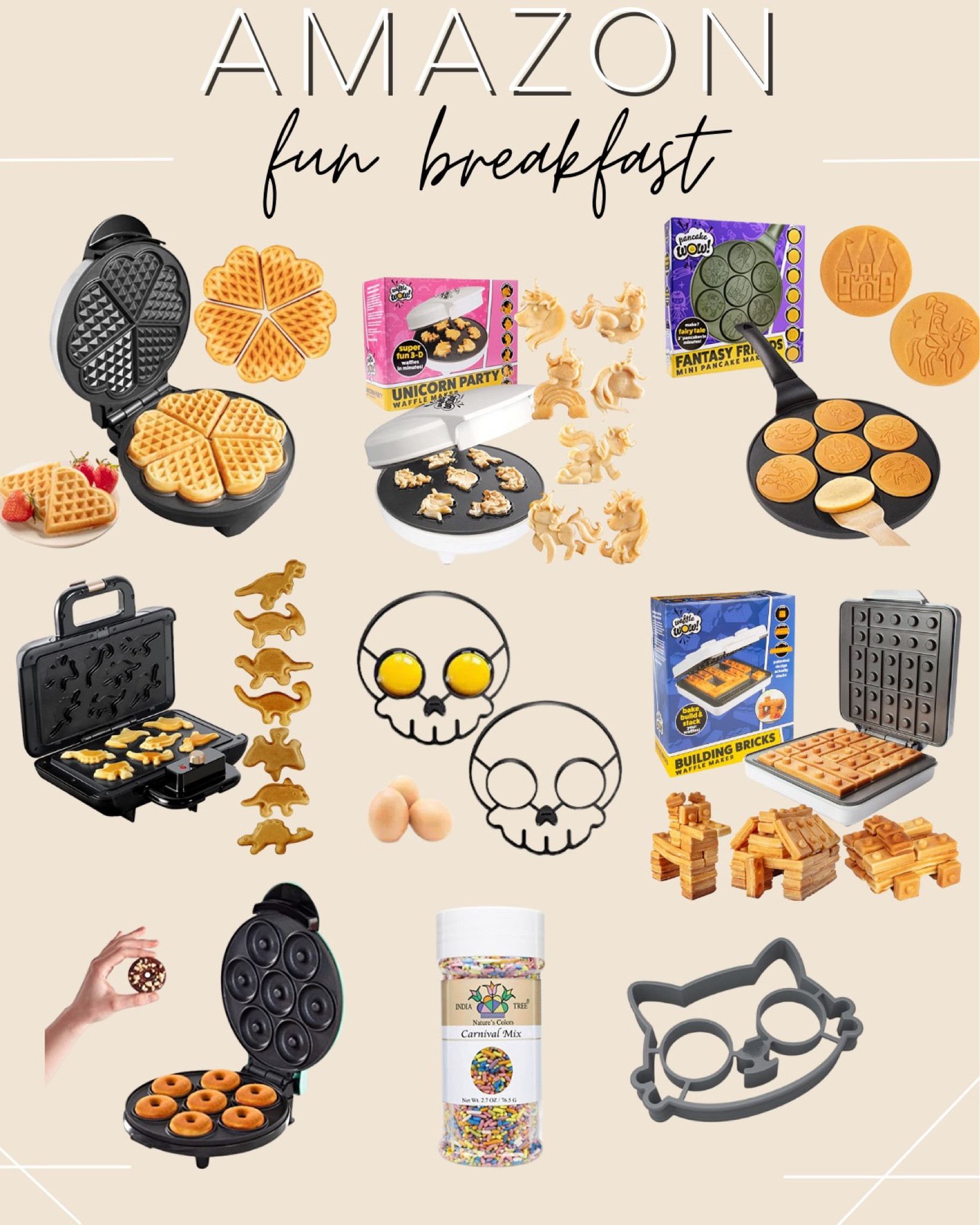 Building Brick Electric Waffle Maker- Cook Fun, Buildable Waffles, Pancakes  in Minutes - Build Houses, Cars 