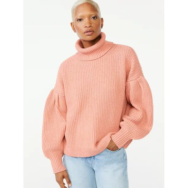 Free Assembly Women's Cowl Neck Sweater with Pleated Shoulders - Walmart.com | Walmart (US)