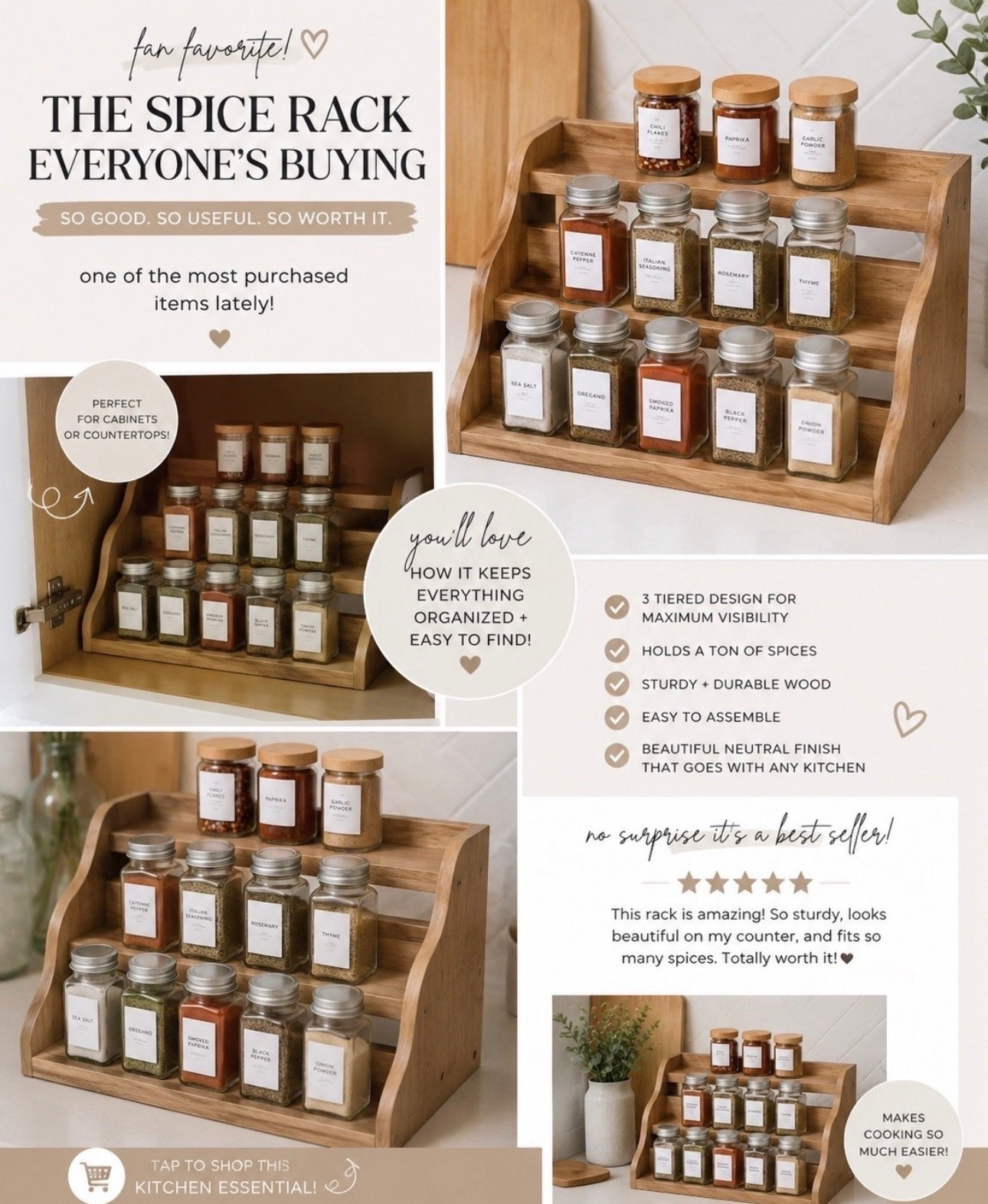 ✨ Kitchen organization find that’s clearly a fan favorite ✨

This tiered wooden spice rack has been one of the most purchased items lately and I completely get why 🤎🌿 It instantly makes your spices look organized, aesthetic, and easy to grab while cooking. Perfect for cabinets or countertops and gives that clean, Pinterest kitchen vibe without spending a fortune 🙌🏽

If you’re in your organize the whole house era… this one is worth adding 🫶🏽✨#KitchenOrganization #HomeFinds #KitchenDecor #SpiceRack #OrganizationIdeas #HomeOrganization #KitchenInspo #AmazonHomeFinds #LTKStyle #NeutralHome #MomLifeFinds

#LTKSaleAlert #LTKHome