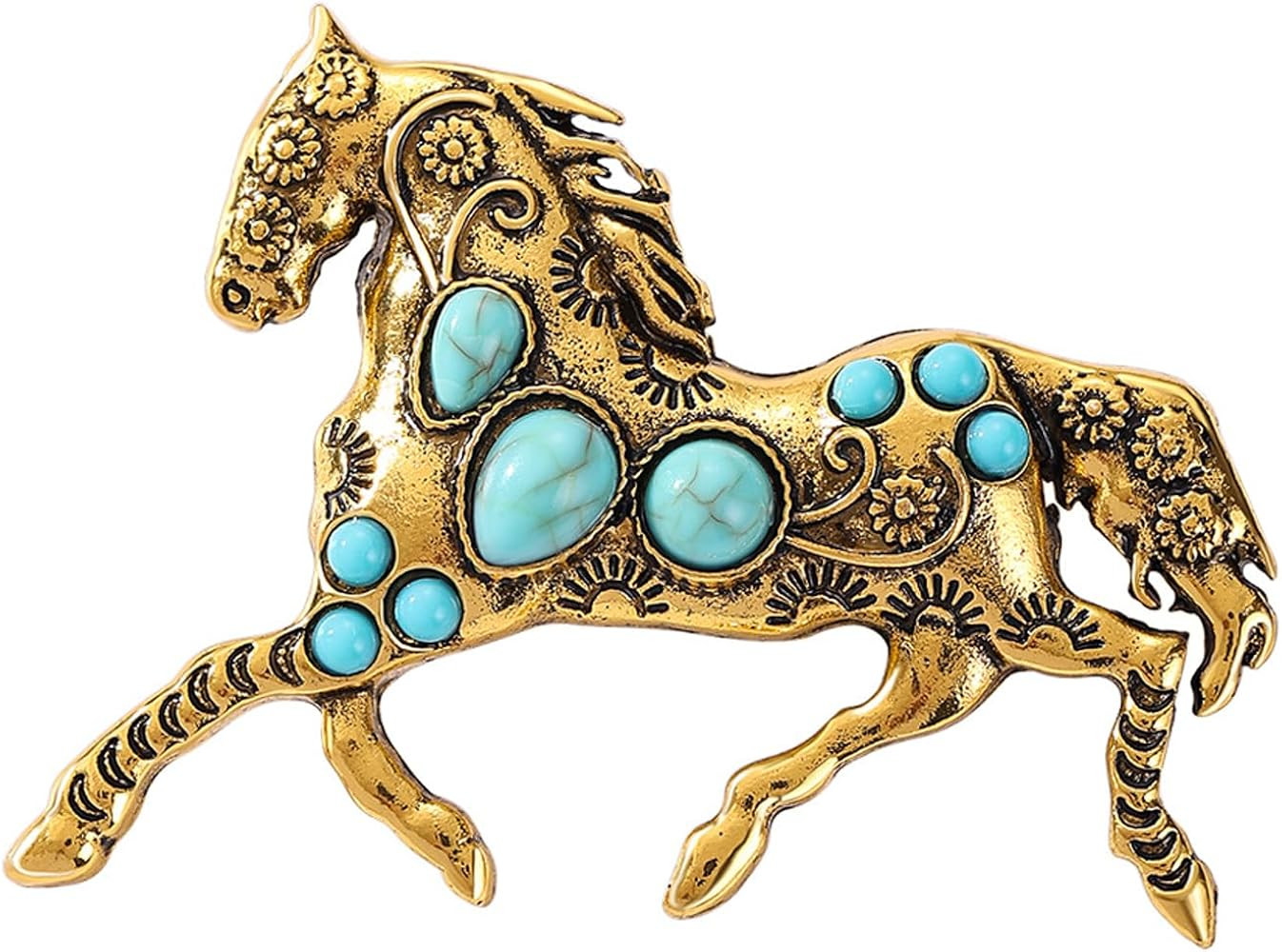 Stylish Horse Brooch Pin Incorporating Simulated Turquoise Design Excellent Present for Gifting o... | Amazon (US)
