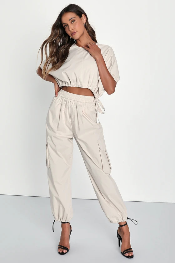 Coolest Cutie Beige High-Rise Cargo Jogger Pants | Lulus (US)