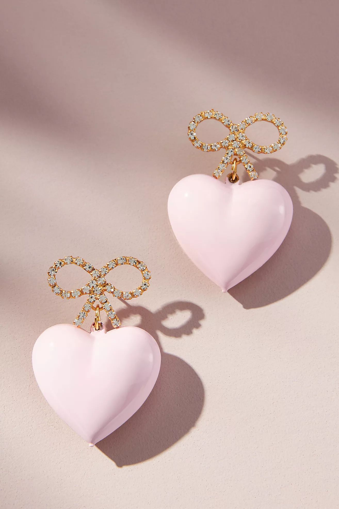 The Pink Reef Crystal Bow Heart Earrings | Anthropologie (US)