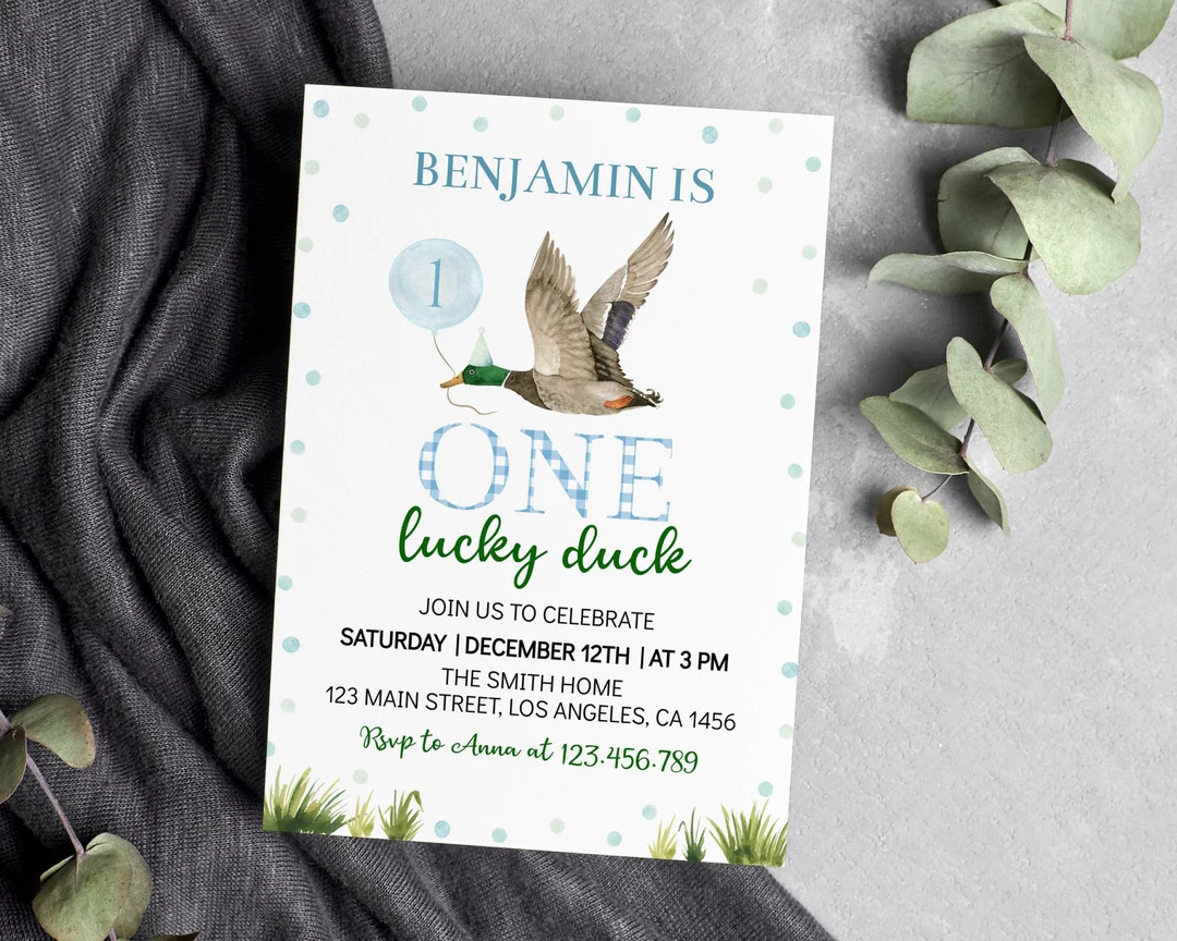 EDITABLE One Lucky Duck Birthday Invitation, Boy 1st Birthday Invite, Lucky Duck Birthday Invite,... | Etsy (US)