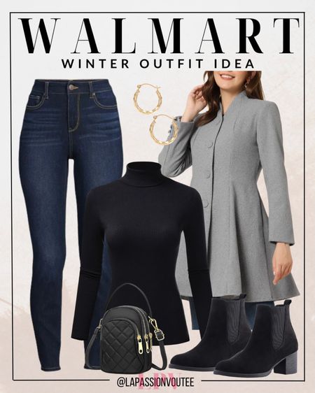 Rule winter fashion with elegance from Walmart! Wrap up in a princess seam coat, pair it flawlessly with skinny jeans, and cozy up in a turtleneck sweater. Accessorize with a chic crossbody bag, stylish boots, and the perfect touch of glamour – gold earrings. Embrace the cold in royal style! ❄️👑

#LTKstyletip #LTKSeasonal #LTKHoliday