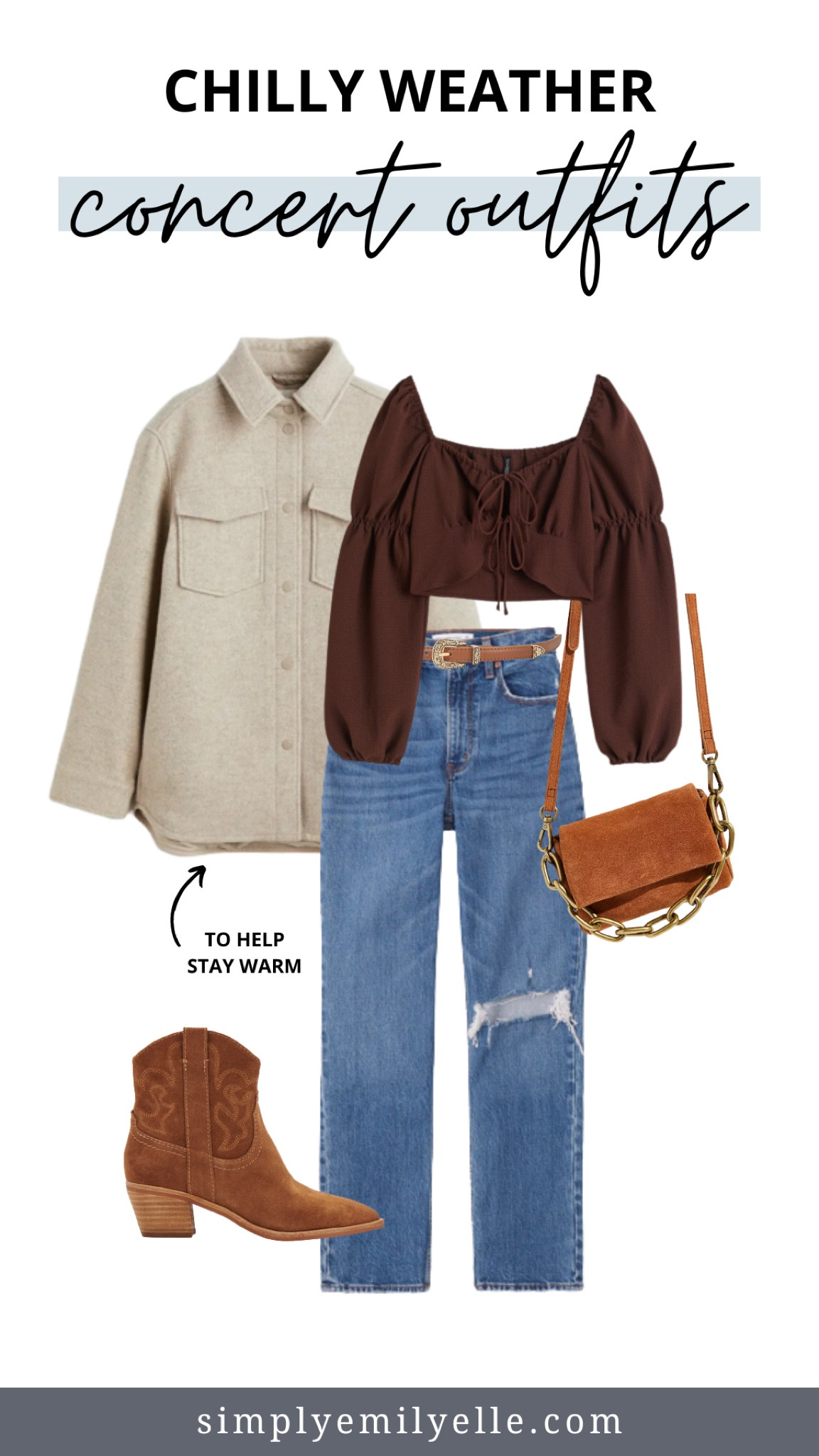 Concert outfit, concert outfit idea, country concert outfit, cold weather concert outfit, brown cowgirl boots 

#LTKSeasonal #LTKFestival #LTKFind