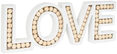 OMISHE LOVE Sign for Tabletop or Wall Hanging, Freestanding Rustic Beaded Letters for Farmhouse H... | Amazon (US)