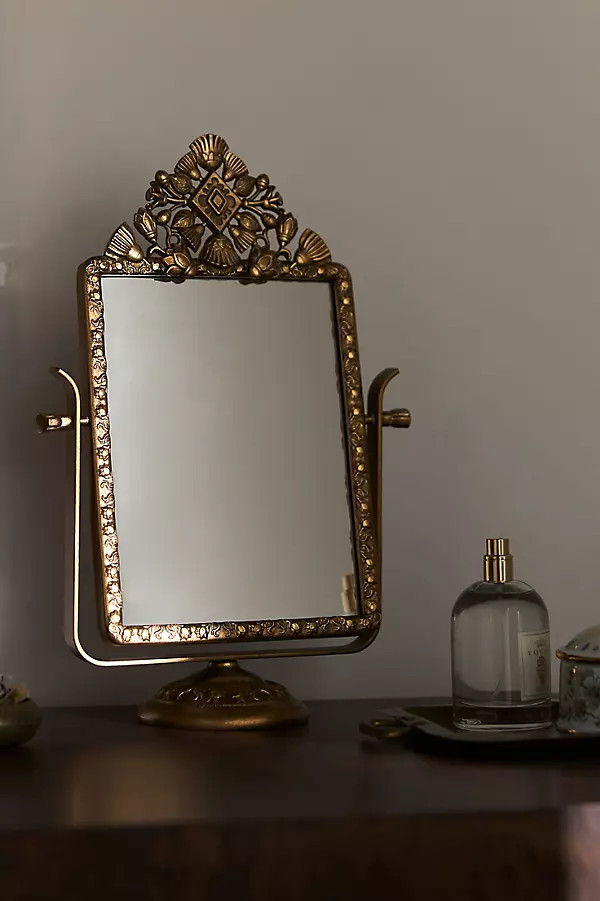 Coralie Embellished Petite Tabletop Vanity Mirror | Anthropologie (US)