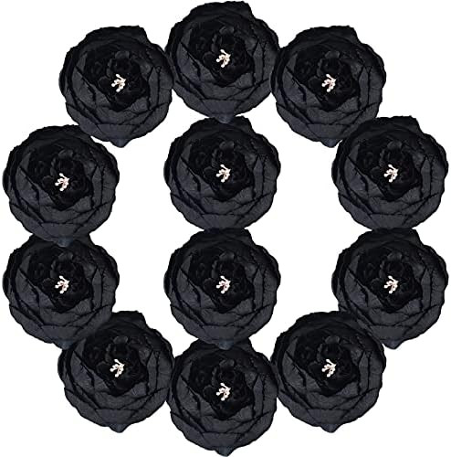 Jiashome Silk Peony Black Flowers Heads Artificial Peonies Flower Heads with Stems and Leaf for H... | Amazon (US)