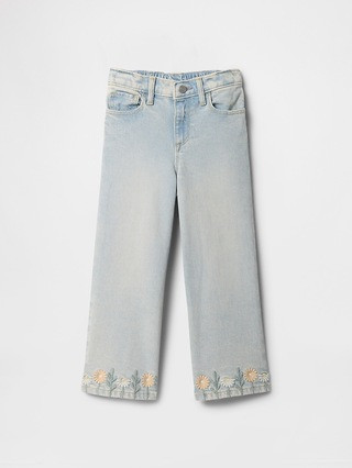 babyGap Embroidered Wide-Leg Jeans | Gap Factory