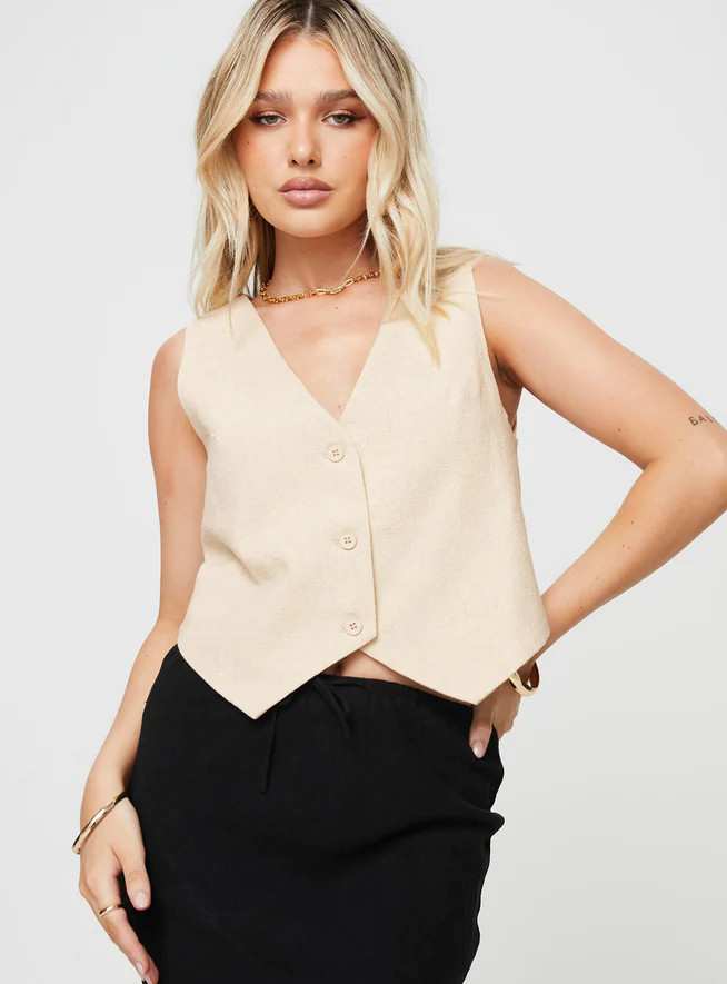 Gisele Vest Oatmeal | Princess Polly US