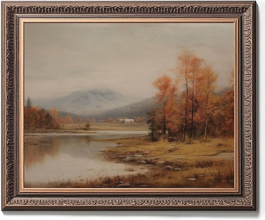 ZEARPT Vintage Autumn Landscape Painting Print, Vintage Fine Art, Living Room Wall Decor, Fall La... | Amazon (US)