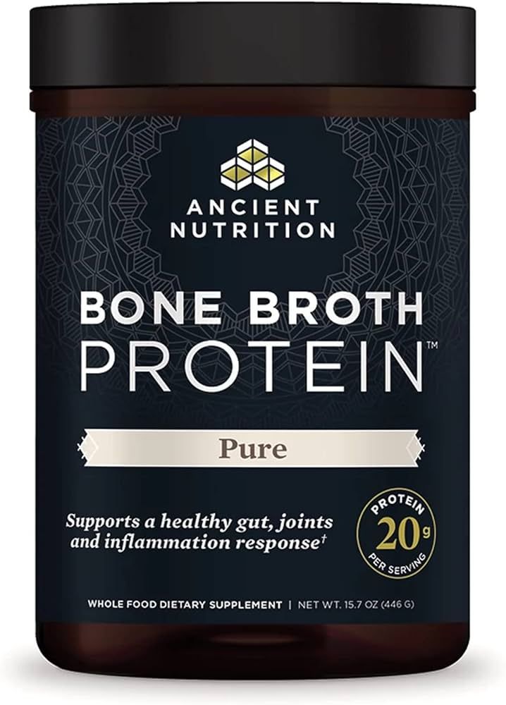Ancient Nutrition Bone Broth Protein Powder, Pure Flavor, 20 Servings Size | Amazon (US)