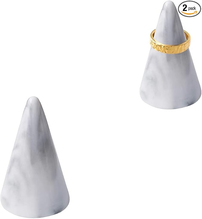 oskas Modern Marble Ring Holder Tower Ceramic Cone Shape Decorative Display Stand for Jewelry /We... | Amazon (US)