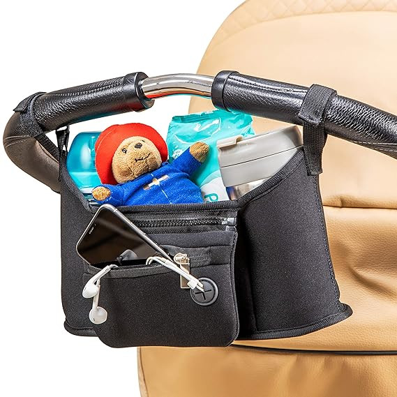 Tickleton Universal Stroller Organizer Bag Black│Non-Slip Caddy Bag with Cup Holders and Storag... | Amazon (US)