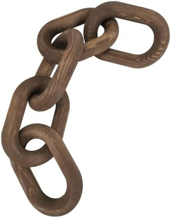 Decoración de eslabones de cadena de madera, 5 eslabones de madera, cadena decorativa blanca par... | Amazon (US)