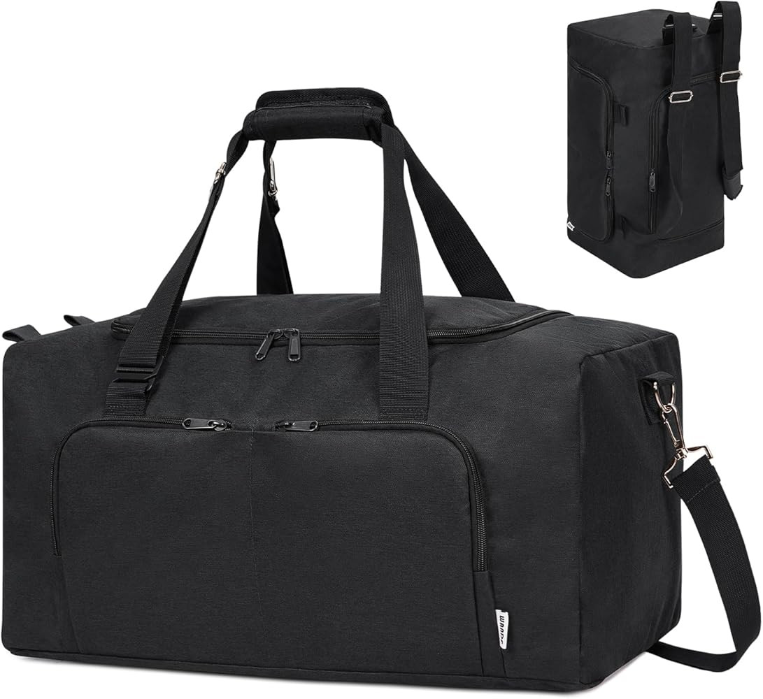 WANDF Travel Duffel Bag 20" Foldable Weekender Overnight Bag Large Sports Gym Backpack for Men Wo... | Amazon (US)