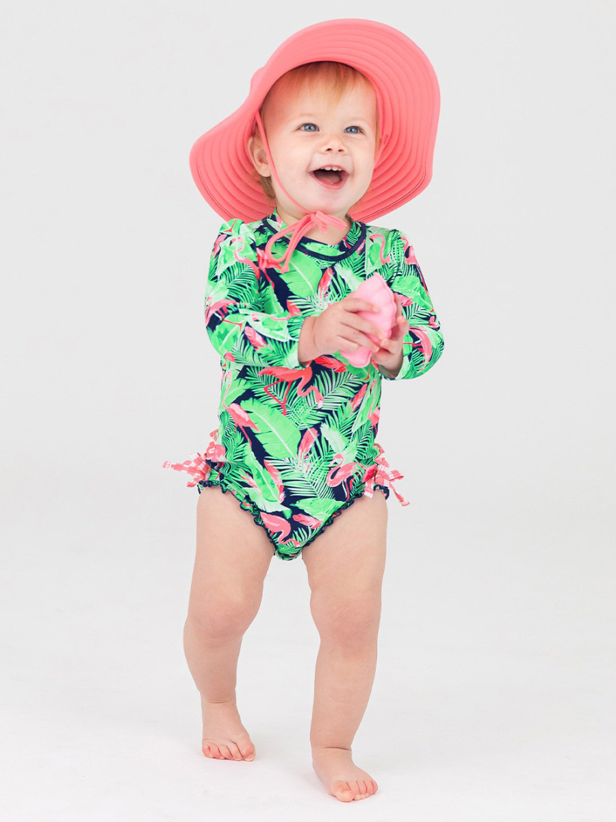 Long Sleeve One Piece Rash Guard | RuffleButts / RuggedButts