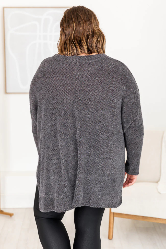 Uncomplicate My Life Charcoal Pullover | Pink Lily