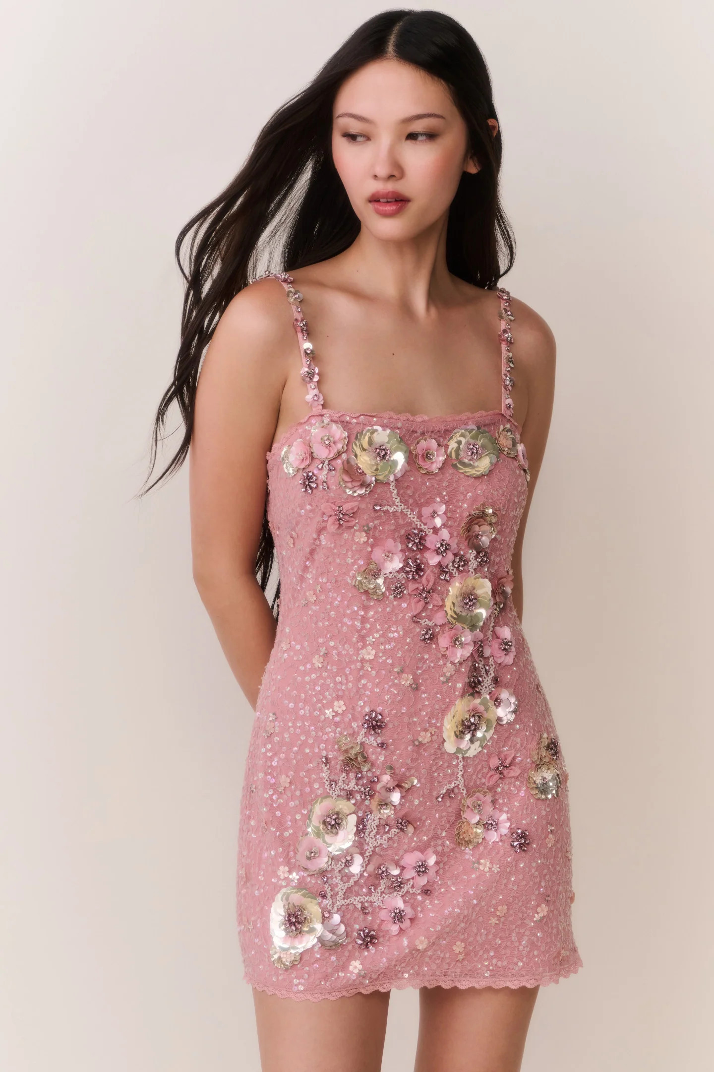 Rosmara Sequin Floral Mini Dress | LoveShackFancy