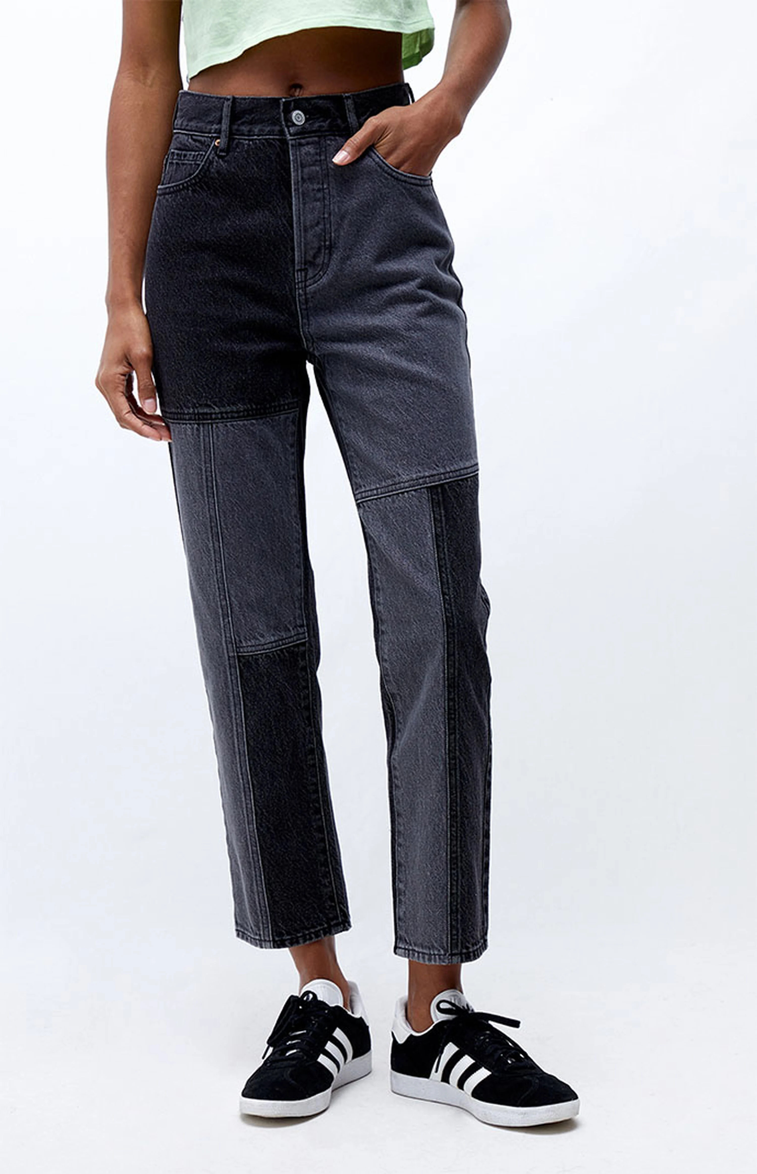 PacSun Eco Two-Tone Black High Waisted Straight Leg Jeans | PacSun | PacSun