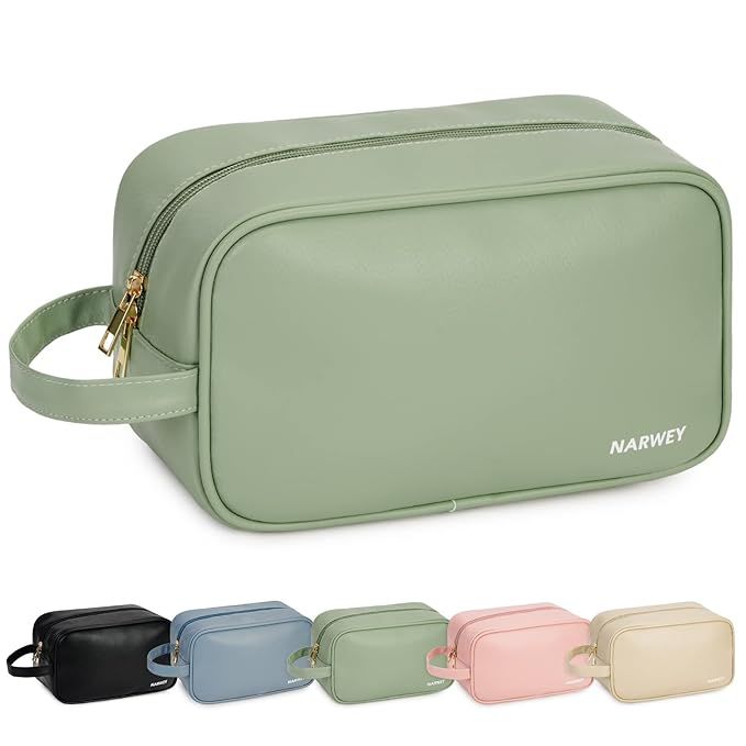 Narwey Vegan Leather Travel Toiletry Bag for Women Traveling Dopp Kit Makeup Bag Organizer for To... | Amazon (US)