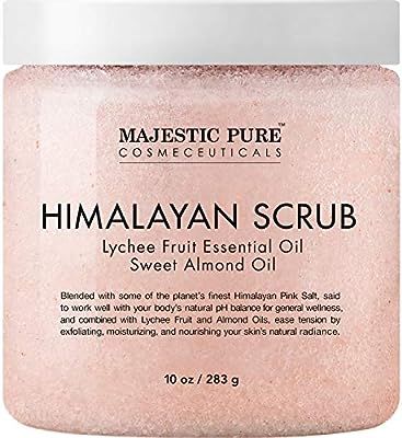 Majestic Pure Himalayan Salt Body Scrub with Lychee Essential Oil, All Natural Scrub to Exfoliate... | Amazon (US)