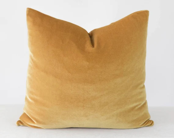 Mustard Velvet Pillow Cover, Mustard pillow, Velvet Pillow Cover, Mustard Pillow Cover, Velvet Pi... | Etsy (US)