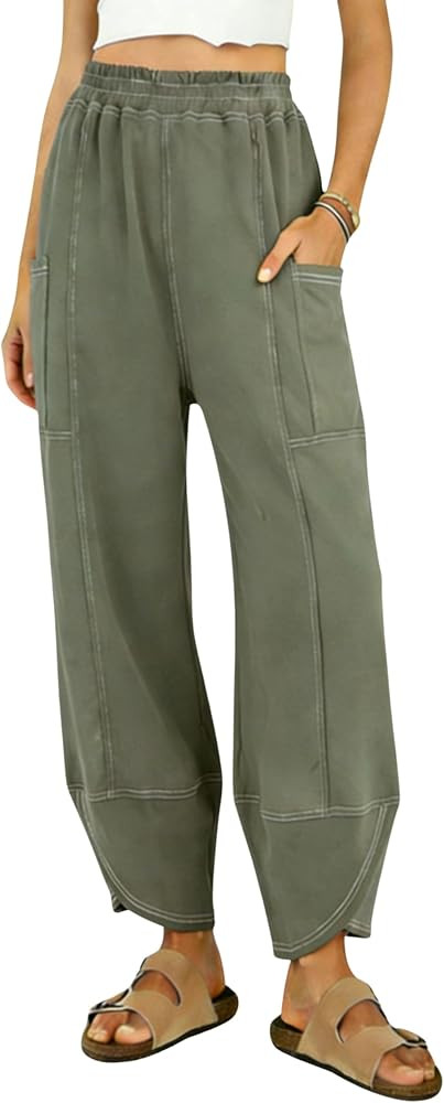 MINSURE Women Wide Leg Sweatpants Casual High Waist Baggy Lounge Travel Pants with Pockets | Amazon (US)