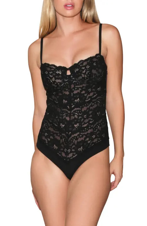 Fleur Du Mal Lace Balconette Bodysuit in Black at Nordstrom, Size X-Small | Nordstrom