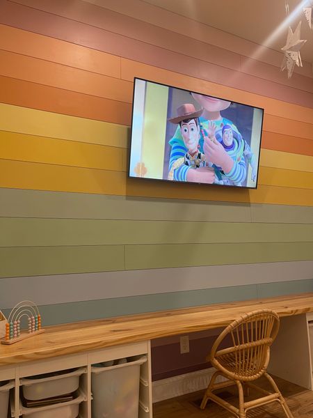A rainbow shiplap wall is the perfect addition to any playroom, nursery or kids room #competition #playroom

#LTKkids #LTKFind #LTKhome