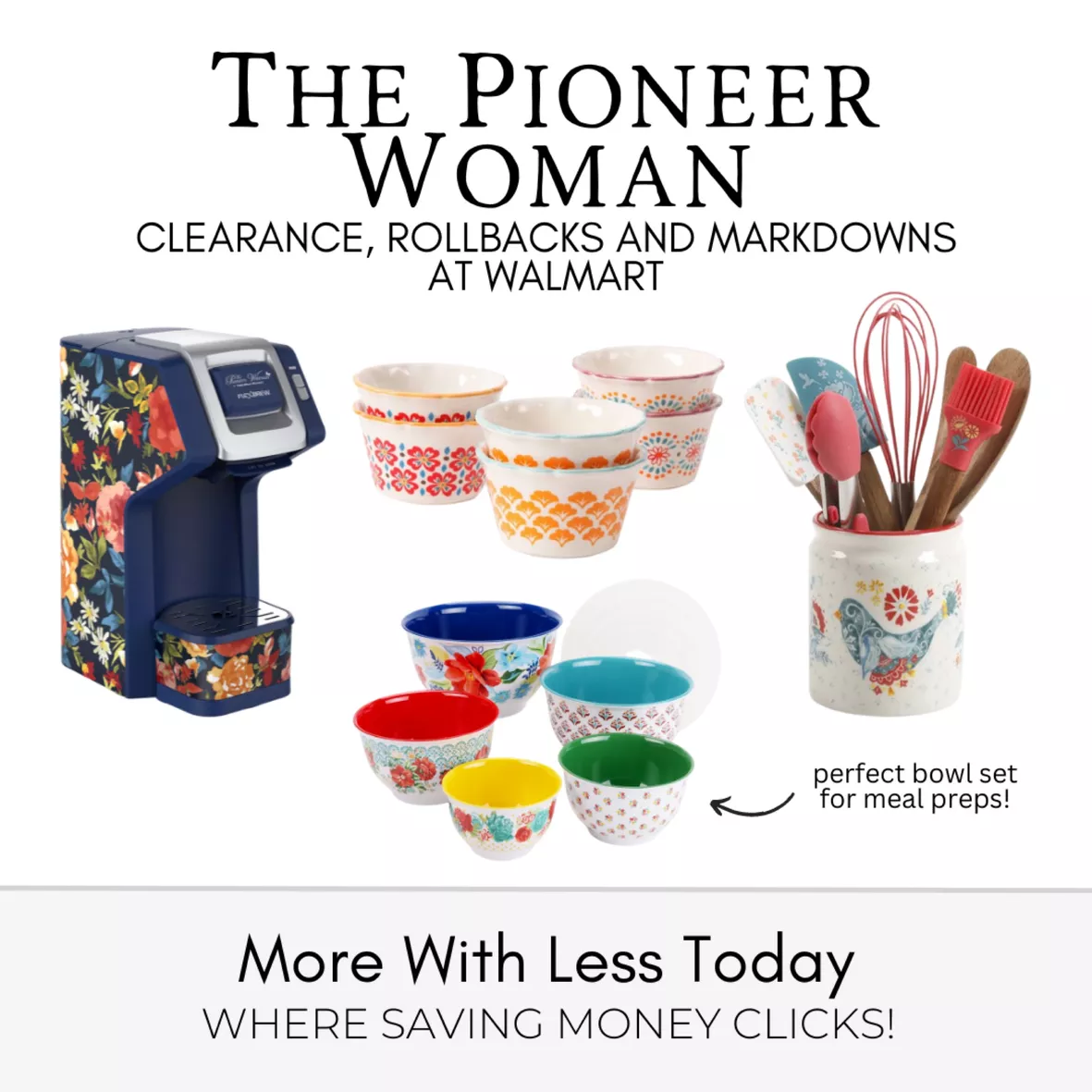 The Pioneer Woman Mazie 7-Piece Mini Silicone Mini Kitchen Tools and Crock  Set