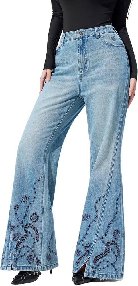 LERK Women's 2026 High Rise Cotton Flared Bell Bottom Y2K Street Butt Lifting Colombian Brazilian Jeans Bootcut Denim Pants | Amazon (US)