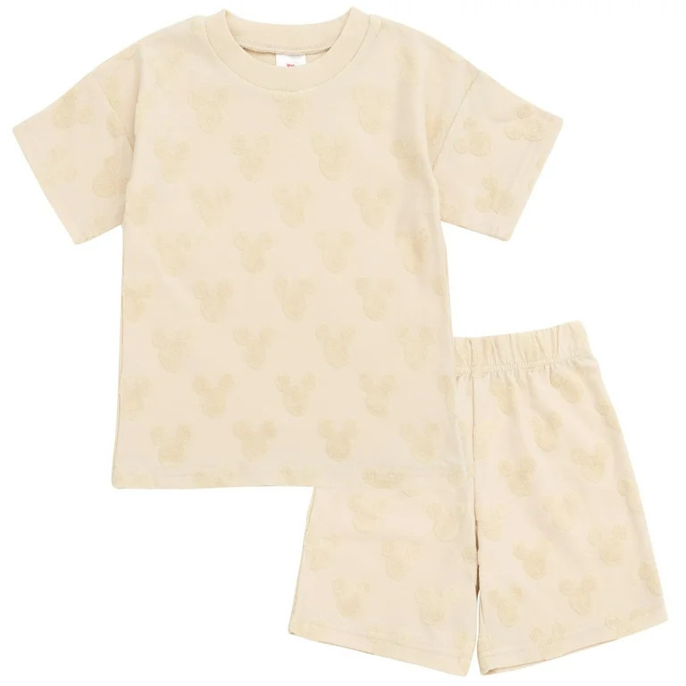 Disney Mickey Mouse French Terry T-Shirt and Shorts Outfit Set Toddler to Big Kid | Walmart (US)