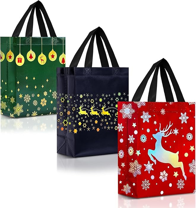 Nush Nush 12 Christmas Gift Bags with Handles – Reusable Christmas Bags for Gifts Medium Size -... | Amazon (US)