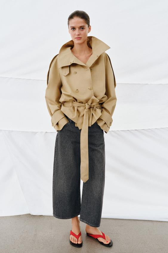 ZW COLLECTION MID-RISE STRIPED CULOTTE JEANS | Zara US