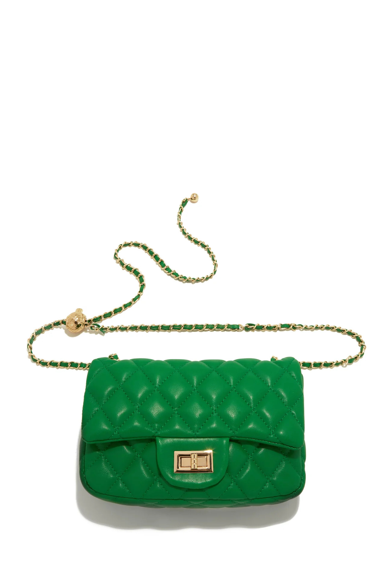 Miss Lola | Christa Green Quilted Flap Bag | MISS LOLA