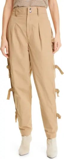 Keowina Side Belt Detail Cotton Pants | Nordstrom