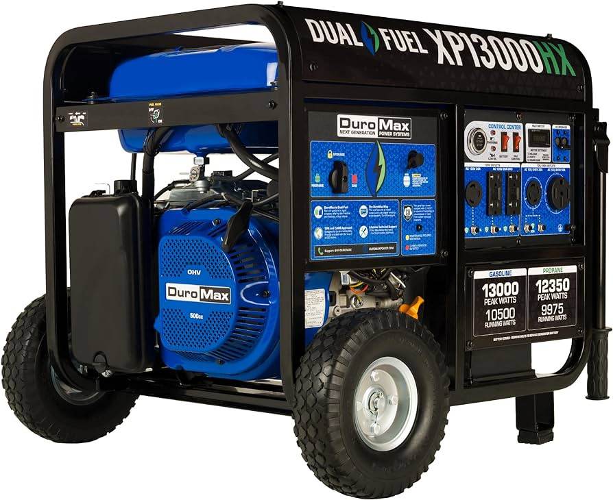 DuroMax XP13000HX Dual Fuel Portable Generator - 13000 Watt Gas or Propane Powered - Electric Sta... | Amazon (US)