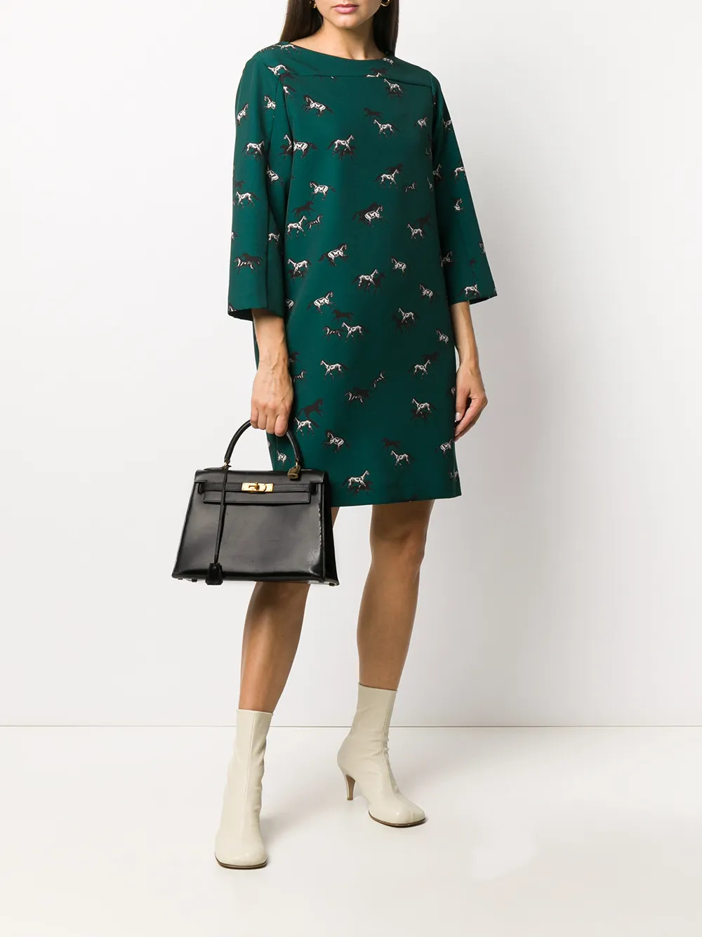 horse-print midi dress | Farfetch (US)