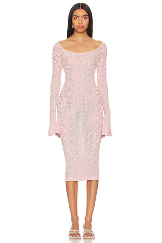 Tularosa Netia Long Sleeve Midi Dress in Baby Pink from Revolve.com | Revolve Clothing (Global)