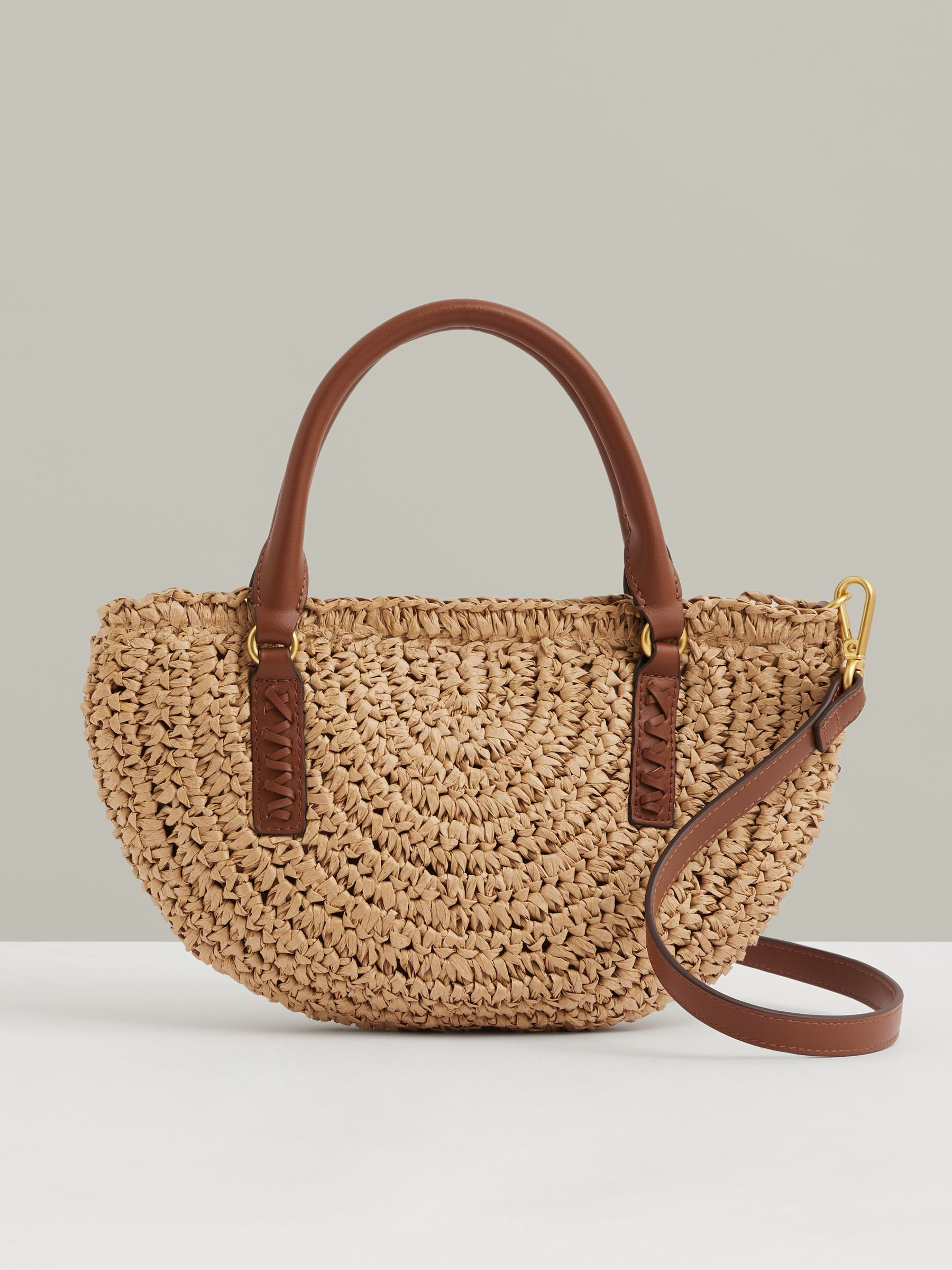 Raffia Woven Tote Bag in Natural | Reiss UK