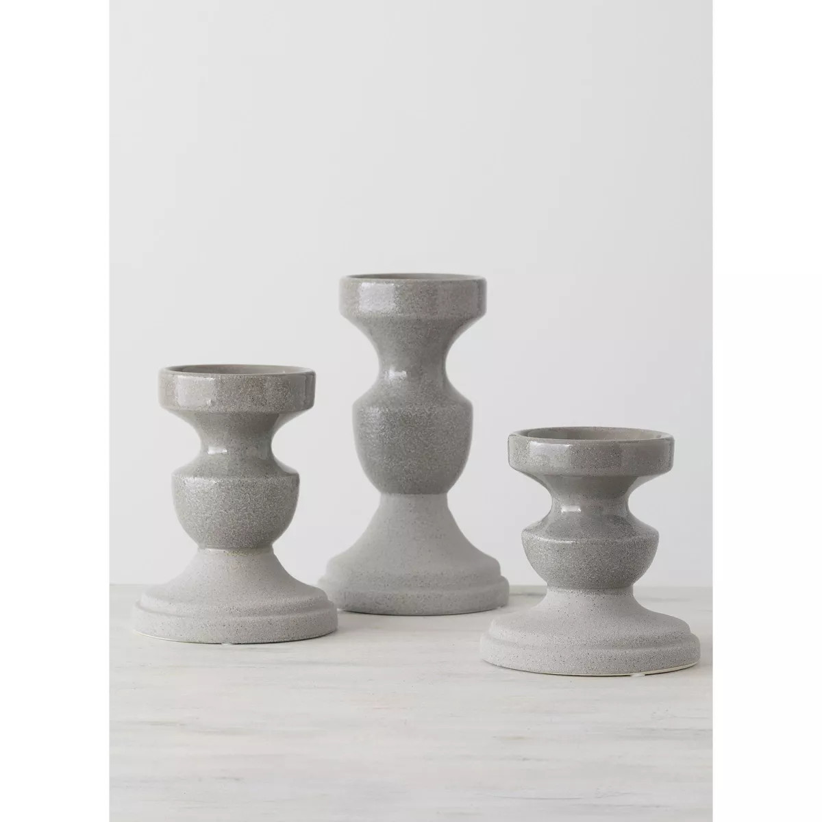 Sullivans Set of 3 Pillar Candle Holders 10"H, 7.5"H & 6.5"H Gray | Target