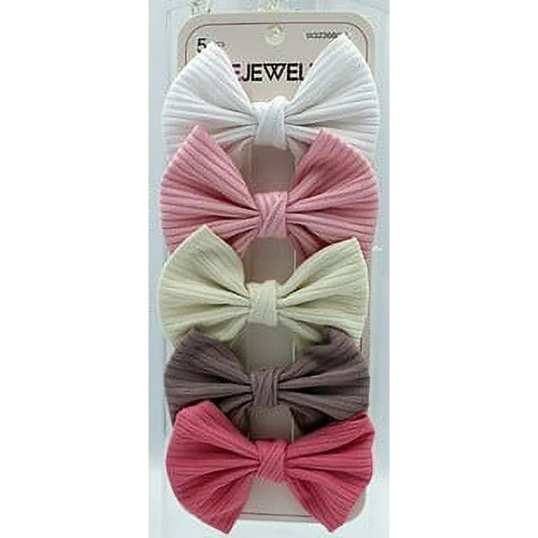 Bejeweled 5pc Ribbed Knit Bow Clips | Walmart (US)