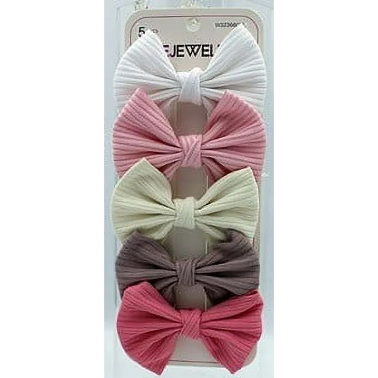 Bejeweled 5pc Ribbed Knit Bow Clips | Walmart (US)