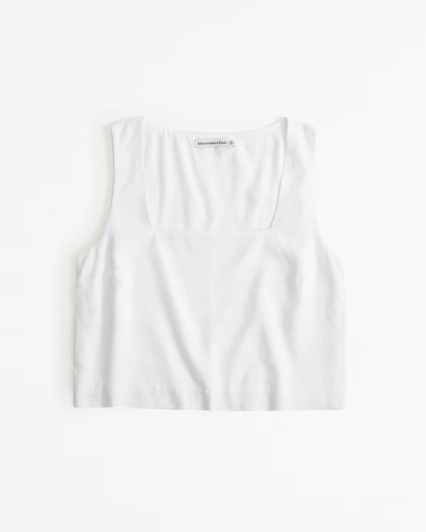 Linen-Blend Squareneck Set Top | Abercrombie & Fitch (US)