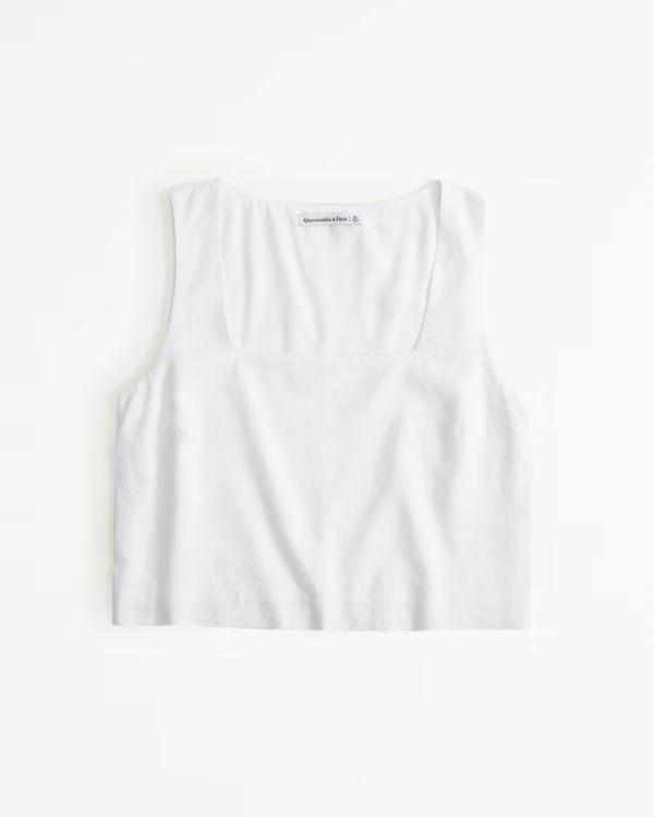 Women's Linen-Blend Squareneck Set Top | Women's | Abercrombie.com | Abercrombie & Fitch (US)