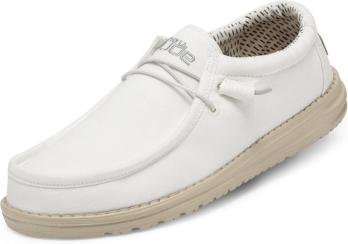 Hey Dude Wally White Size | Men’s Men's Shoes Lace Up Loafers Comfortable & Light-Weight | Amazon (US)